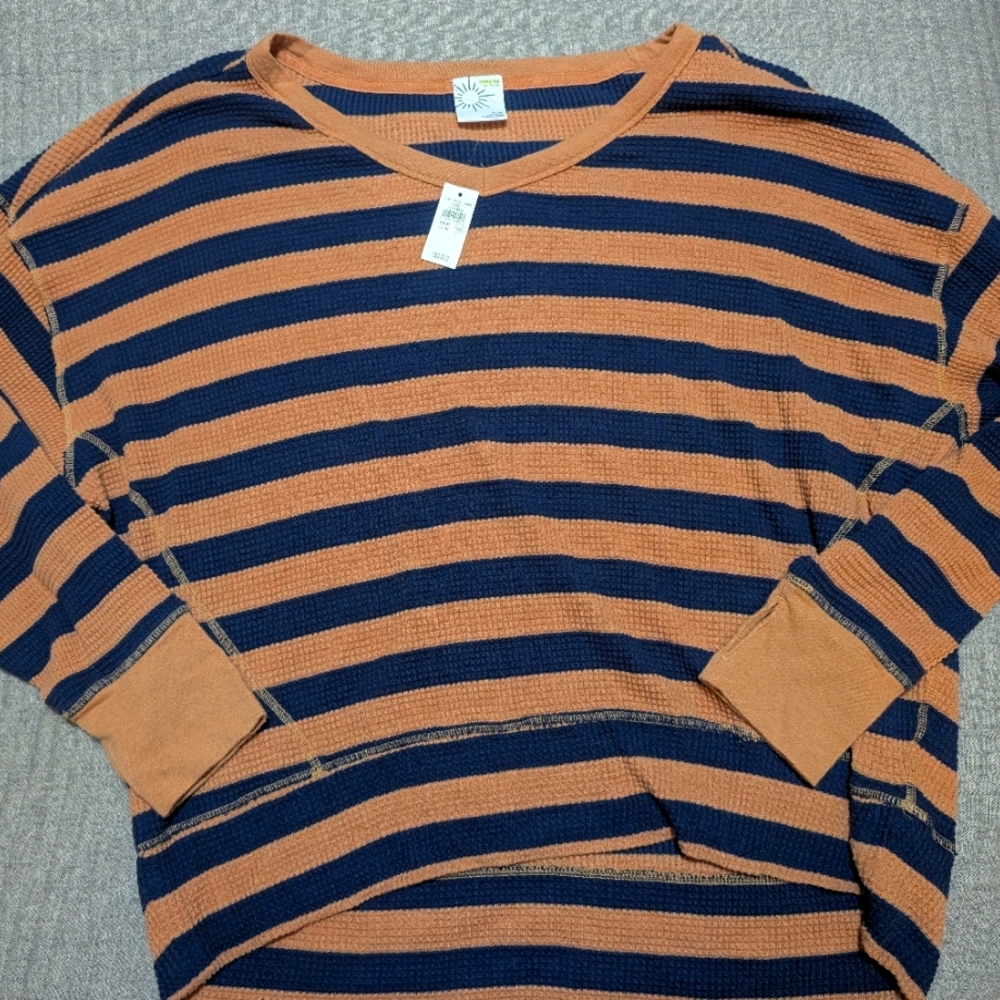 NWT Offline by Aerie Boxy Striped Waffle Tee